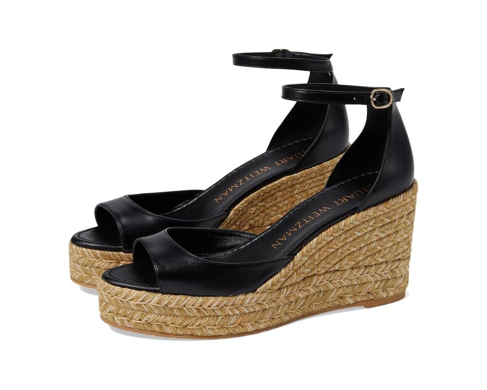 Stuart Weitzman Womens Nudistcurve Espadrille Wedge Sandals Size 10.5B Black NIB